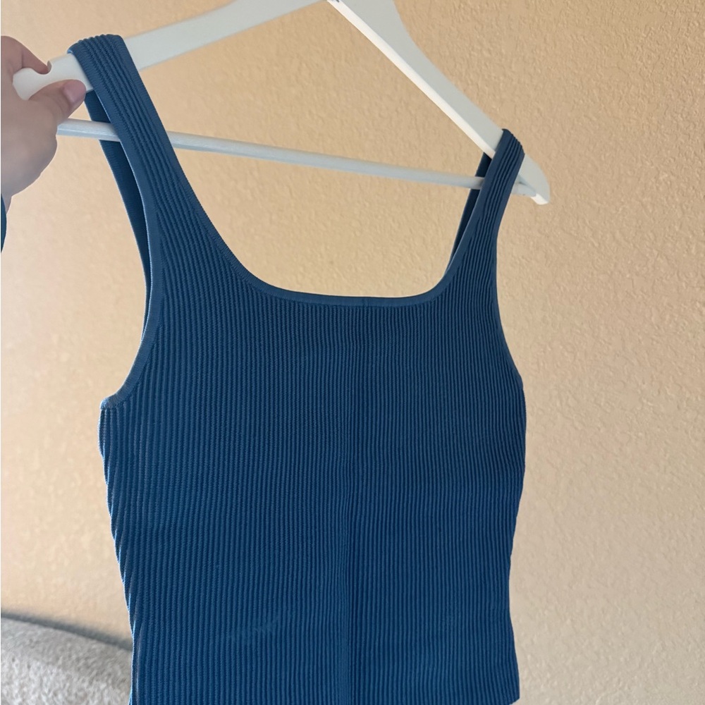 Babaton Deep Blue Ribbed Tank Top